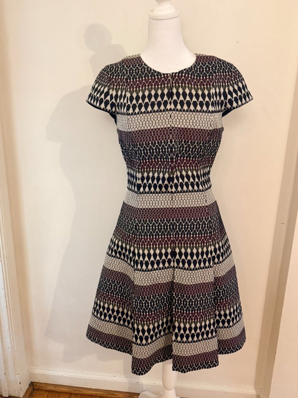 Ted Baker London Geometric Fit-and-Flare Mini Dress